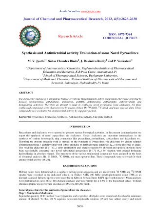 Synthesis and Antimicrobial activity Evaluation of some Novel Pyrazolines