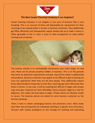 The Best Carpet Cleaning Company in Los Angeles!!