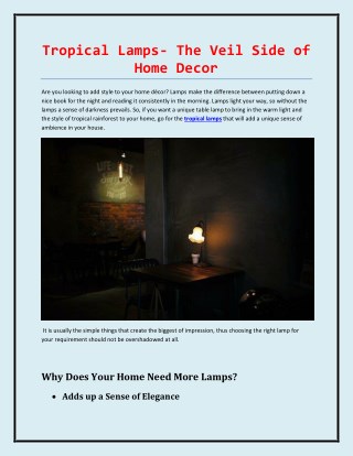 Tropical Lamps- The Veil Side of Home Decor
