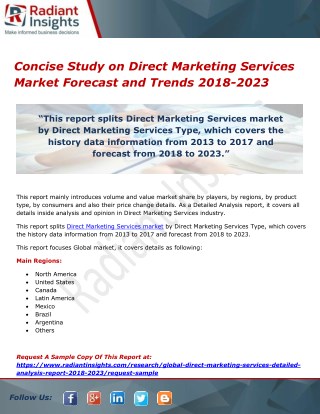 Concise Study on Direct Marketing Services Market Forecast and Trends 2018-2023