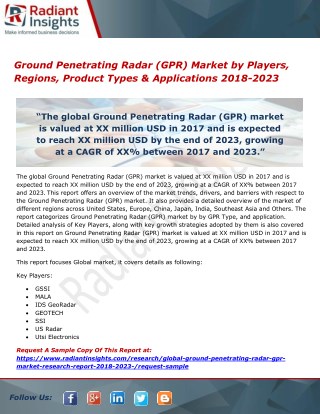 Ground Penetrating Radar (GPR) Market by Players, Regions, Product Types & Applications 2018-2023