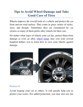Tips to Avoid Wheel Damage and Take Good Care of Tires