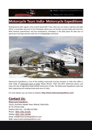 Motorcycle Tours India- Motorcycle Expeditions