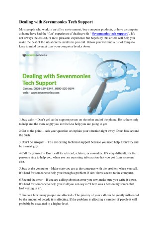 Dealing with Sevenmonies Tech Support