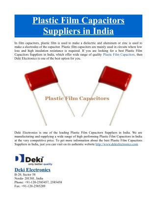 Plastic Film Capacitors Suppliers in India