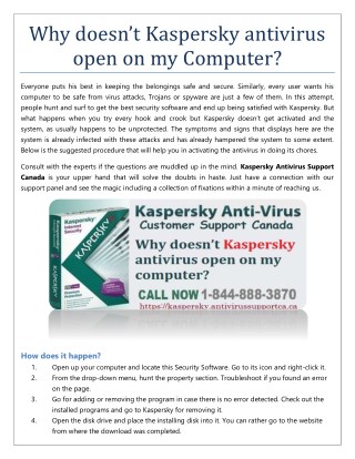 Why doesnâ€™t Kaspersky open on my PC?