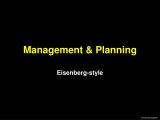 Management &amp; Planning