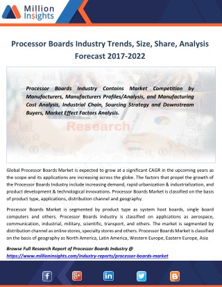 Processor Boards Market Share, Top 5 Manufacturers, Sales From 2017-2022