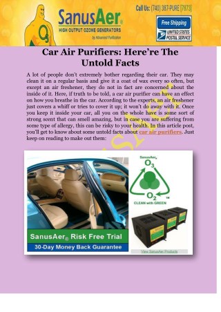 Car Air Purifiers: Hereâ€™re The Untold Facts