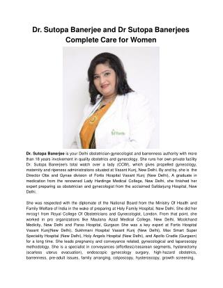 Dr. Sutopa Banerjee and Dr Sutopa Banerjees Complete Care for Women