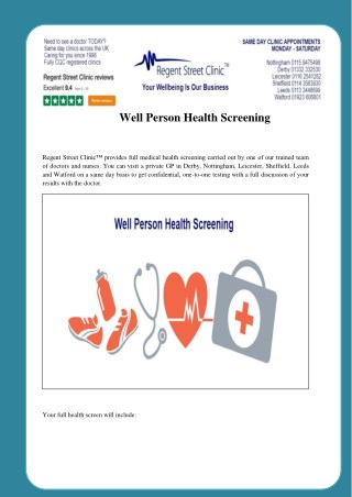 Well Person Health Screening