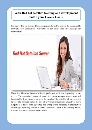 With Red Hat Satellite Training And Development Fulfill Your Career Goals
