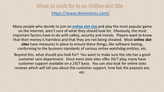 What to Look for in an Online slot Site