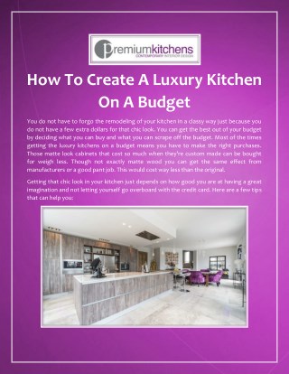 How To Create A Luxury Kitchen On A Budget