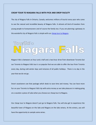 Toronto to Niagara Falls