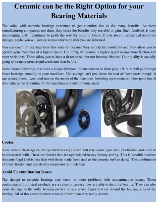 Ceramic can be the Right Option for your Bearing Materials
