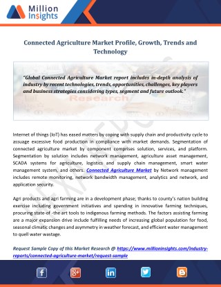 Connected Agriculture Market Profile, Growth, Trends and Technology
