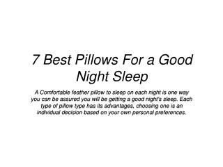 7 Best Pillows For a Good Night Sleep | My Duvet and Pillow