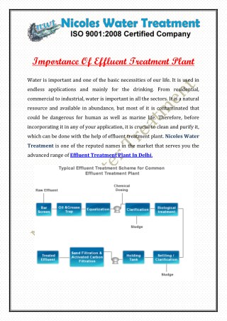 Importance Of Effluent Treatment Plant