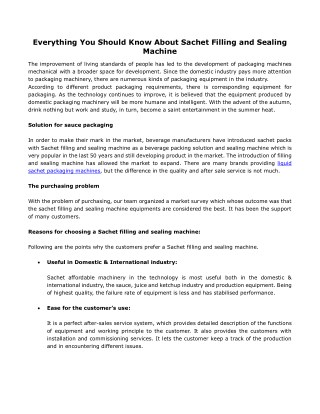 Everything You Should Know About Sachet Filling and Sealing Machine