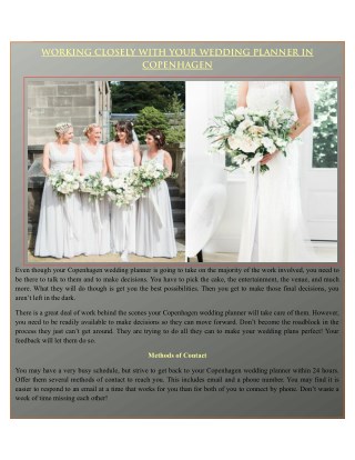 WORKING CLOSELY WITH YOUR WEDDING PLANNER IN COPENHAGEN