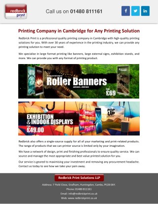 Printing Company in Cambridge for Any Printing Solution