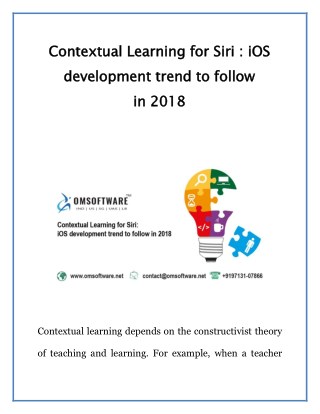 Contextual Learning for Siri : iOS development trend to follow in 2018