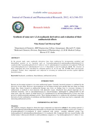 Synthesis of some new 1,3,4-oxadiazole derivatives and evaluation of their antibacterial effects