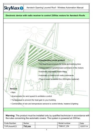 SkyMax Aerotech Wireless Automation Manual