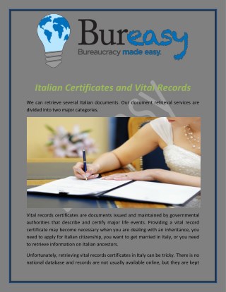 Italian Certificates and Vital Records