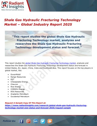 Shale Gas Hydraulic Fracturing Technology Market â€“ Global Industry Report 2025