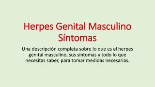 Herpes Genital Masculino Sintomas