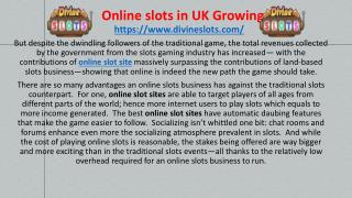 Online slots in UK Growing