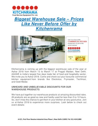 Warehouse Sale - Prices Like Never Before Offer by Kitchenrama