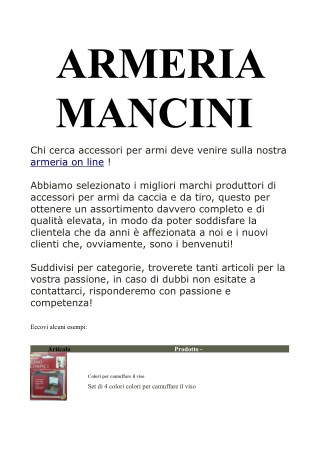 Armeria on line Mancini - Hunting gun reloading equipment