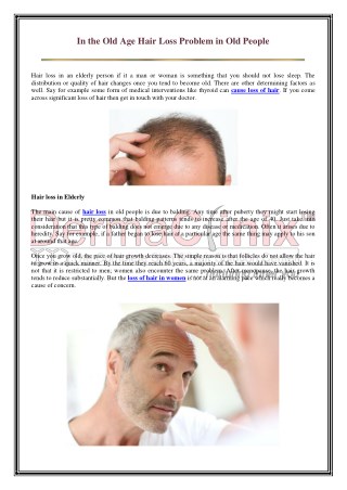 In the Old Age Hair Loss Problem in old People