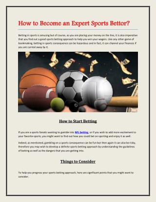 How to Become an Expert Sports Bettor?