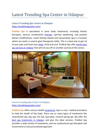 Latest Trending Spa Center in Udaipur