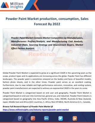 Powder Paint Market Product Category, Distributors, Size Estimation By 2022