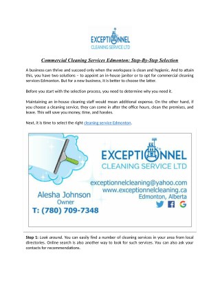 Commercial Cleaning Services Edmonton: Step-By-Step Selection