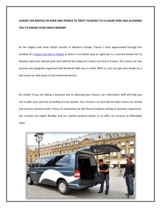 Luxury Car Hire in France