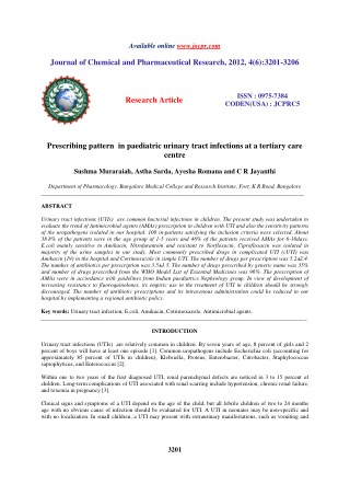 Prescribing pattern in paediatric urinary tract infections at a tertiary care centre