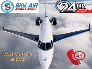 Get Trustworthy Sky Air Ambulance from Bhopal to Delhi very low-cost