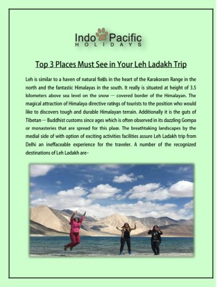 Top 3 Places Must See in Your Leh Ladakh Trip