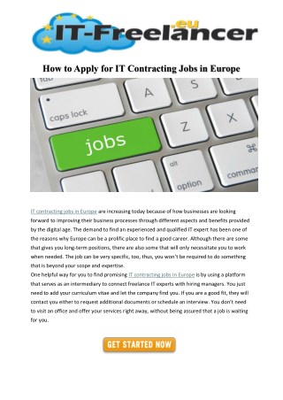 How to Apply for IT Contracting Jobs in Europe