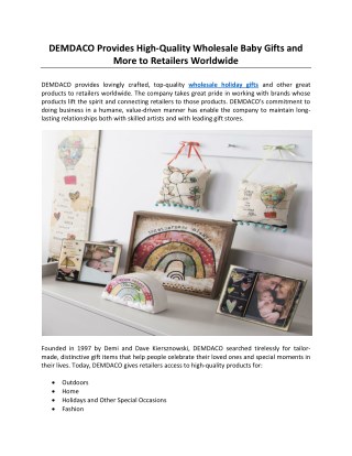 DEMDACO Provides High-Quality Wholesale Baby Gifts and More to Retailers Worldwide