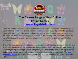 The Diverse Range of Best Online Casino Games