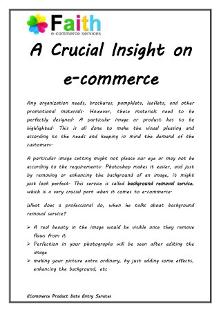 A Crucial Insight on e-commerce