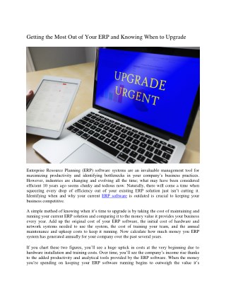 Getting the Most Out of Your ERP and Knowing When to Upgrade