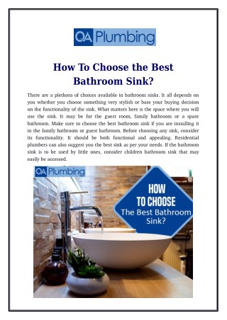 How To Choose the Best Bathroom Sink?